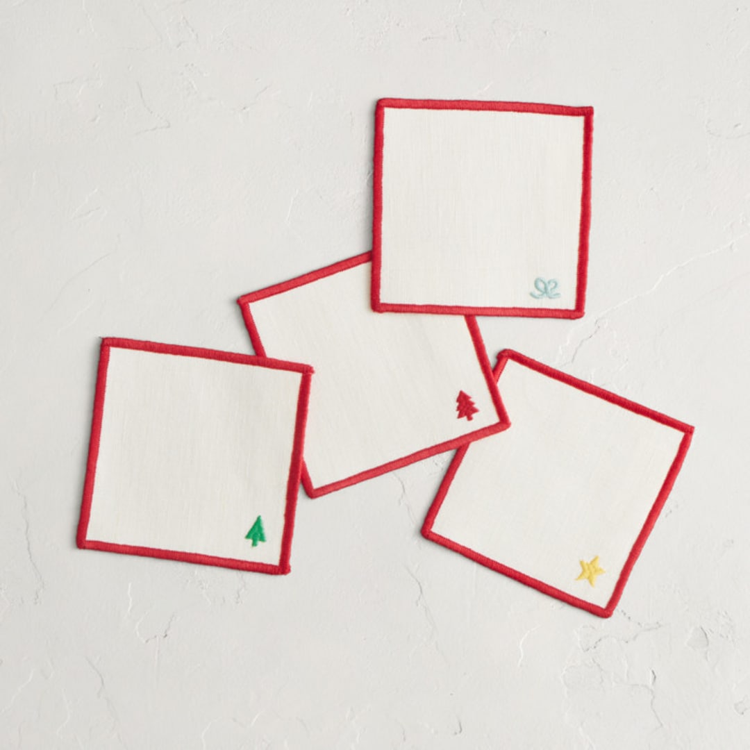 "Cheerful Charms" - Coasters in Festive by Kim Sabel - Coasters, Set of 4