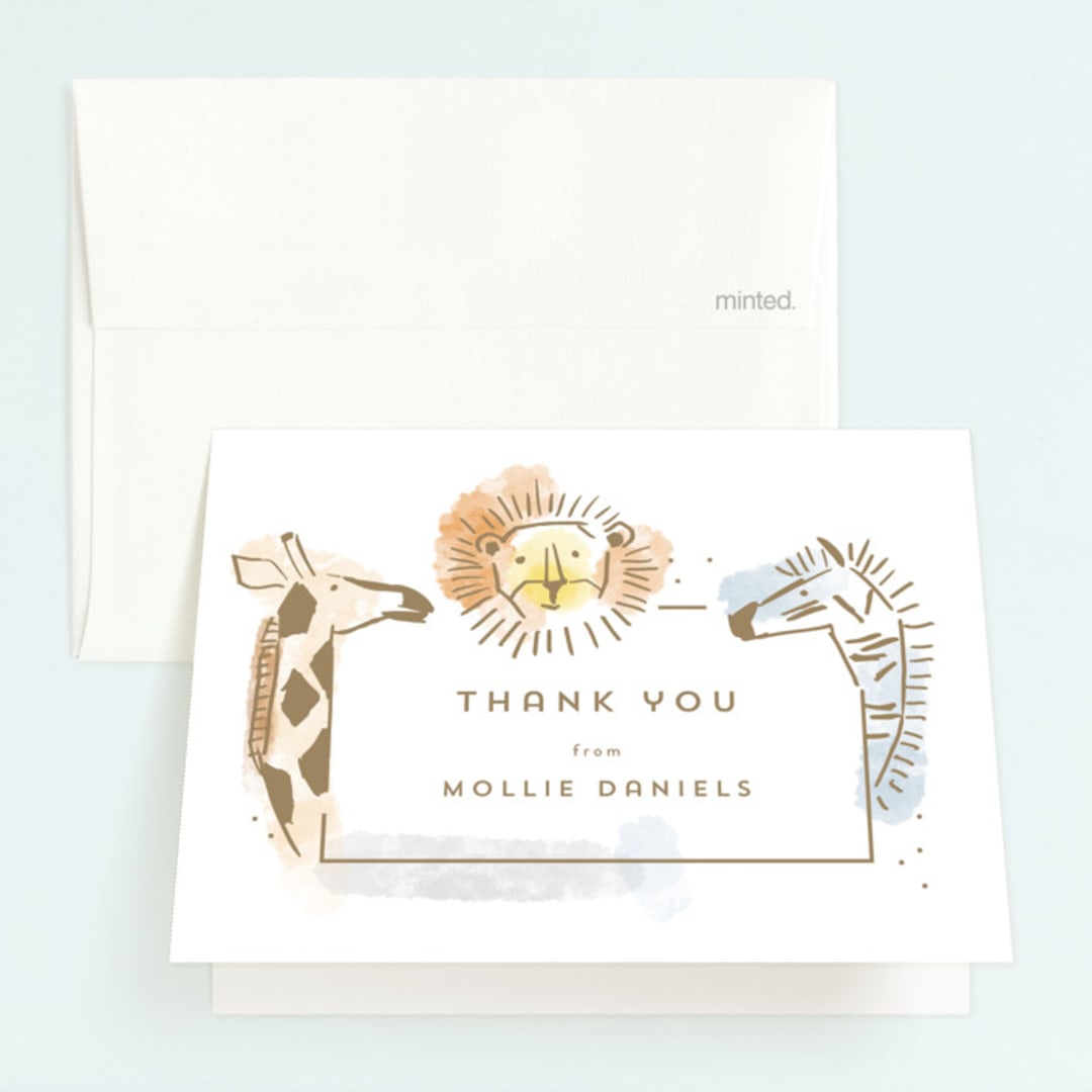 "modern safari" - Children's Birthday Party Thank You Cards in Creamsicle by Rebecca Durflinger - Front