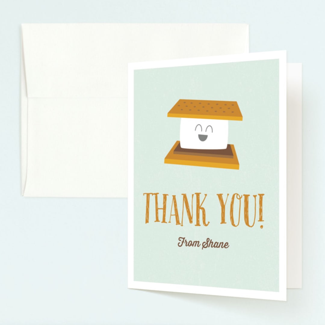"S'More Fun" - Children's Birthday Party Thank You Cards in Sky by Chelsey Scott - Front