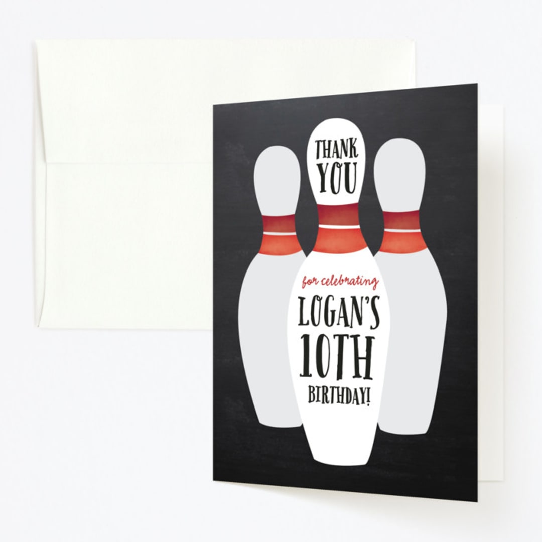 "Lucky Strike" - Children's Birthday Party Thank You Cards in Bowling Ball by Erica Krystek - Front