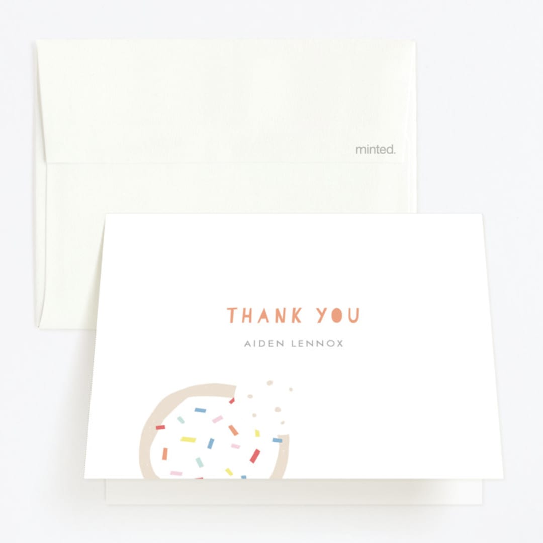 "Sprinkles And Icing" - Children's Birthday Party Thank You Cards in Tangerine by Amber Barkley - Front