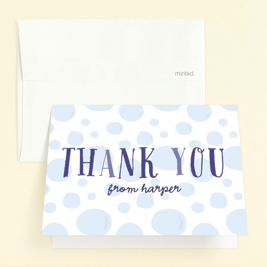 "Bubbly" - Children's Birthday Party Thank You Cards in Butter by Ellis - Front