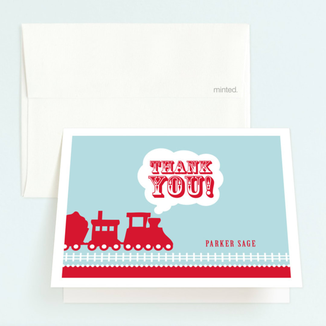 "Choo Choo Train" - Children's Birthday Party Thank You Cards in Classic by mafy - Front