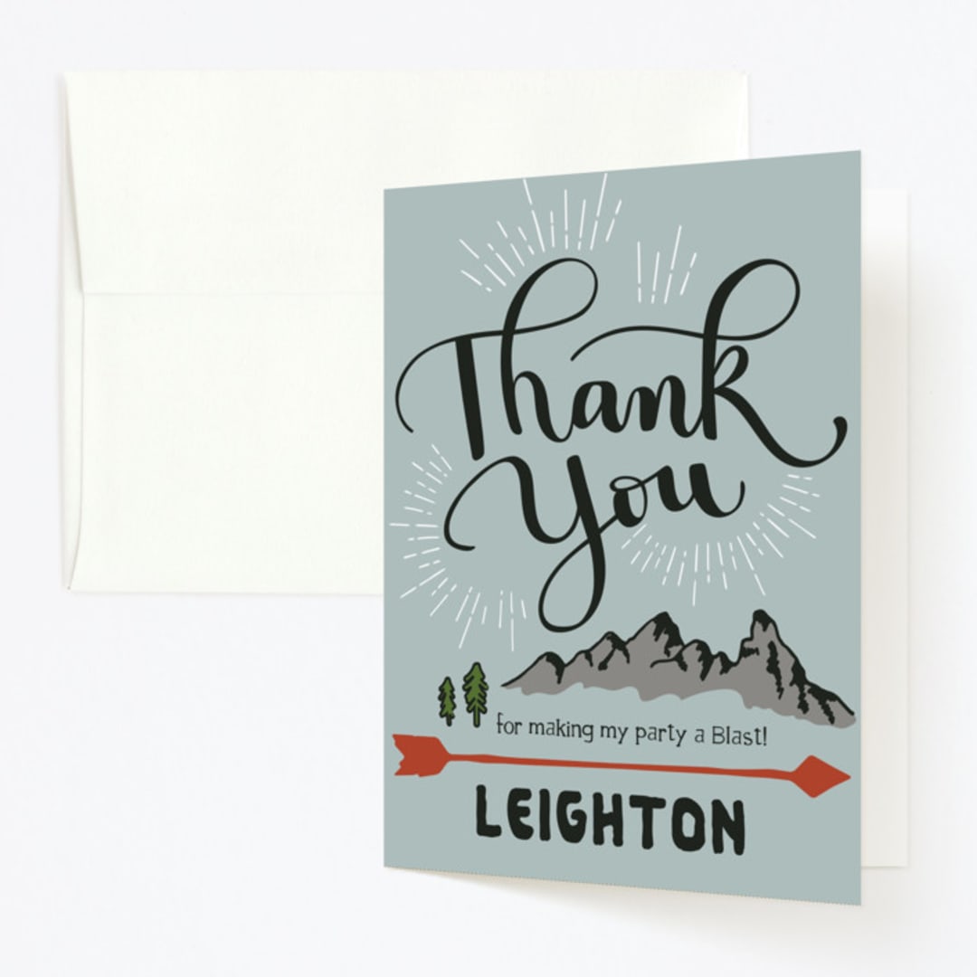 "Wild Blue Yonder" - Children's Birthday Party Thank You Cards in Cornflower by Emily Skinner - Front