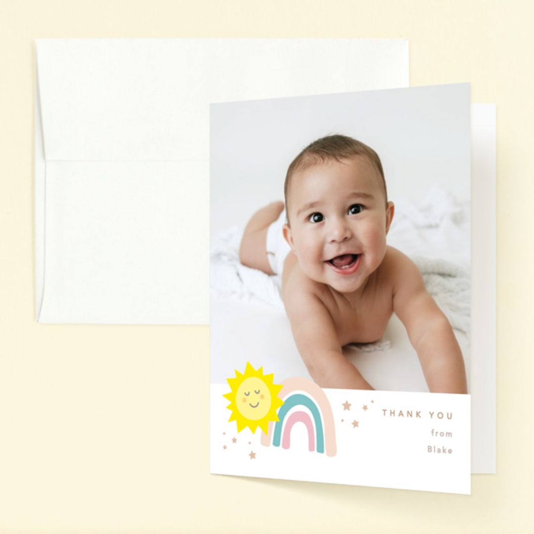 "so fun to be one" - Children's Birthday Party Thank You Cards in Rainbow by Creo Study - Front
