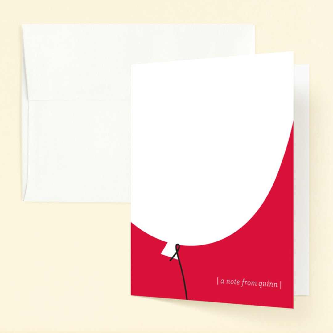 "Up Up and Away Balloon" - Children's Birthday Party Thank You Cards in Cherry by kelli hall - Front