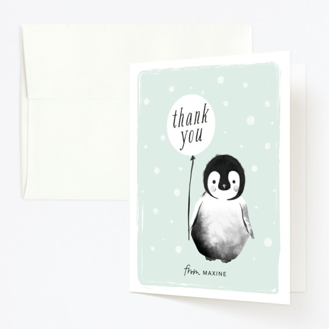 "ONEderland" - Children's Birthday Party Thank You Cards in Mint by Vivian Yiwing - Front