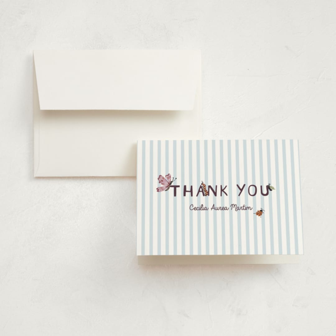 "Time Flies" - Children's Birthday Party Thank You Cards in Sky by Pati Cascino - Front