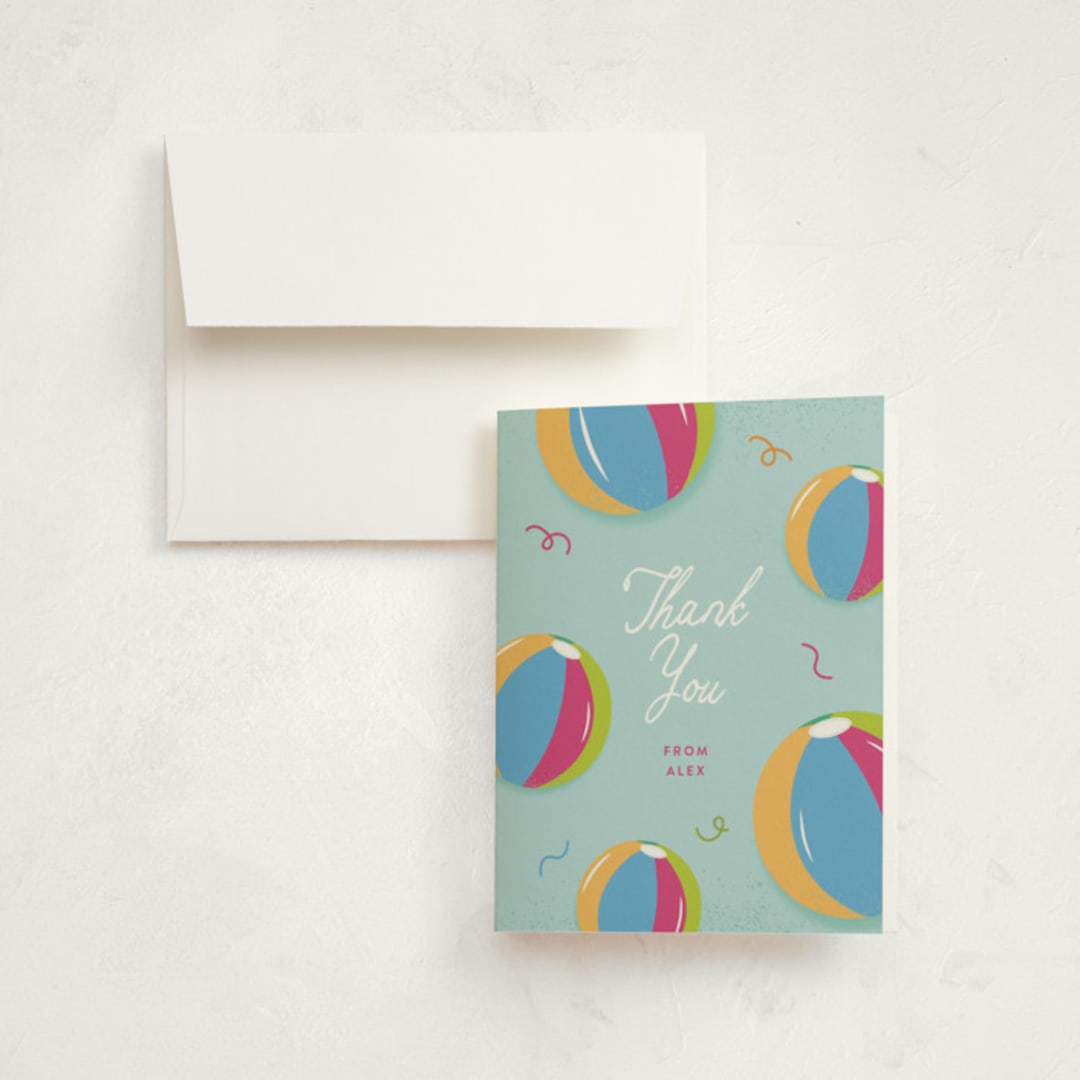 "Make a Splash!" - Children's Birthday Party Thank You Cards in Fruit Punch by Sarah Hawkins Designs - Front