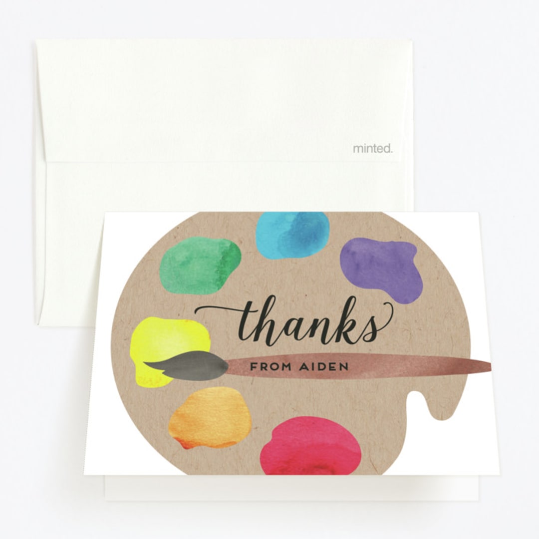 "Arty Party" - Children's Birthday Party Thank You Cards in Primary by Jen Owens - Front