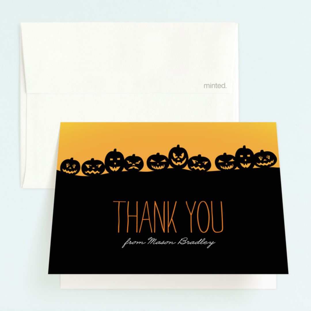 "Spooktacular" - Children's Birthday Party Thank You Cards in Black by Sarah Brown - Front