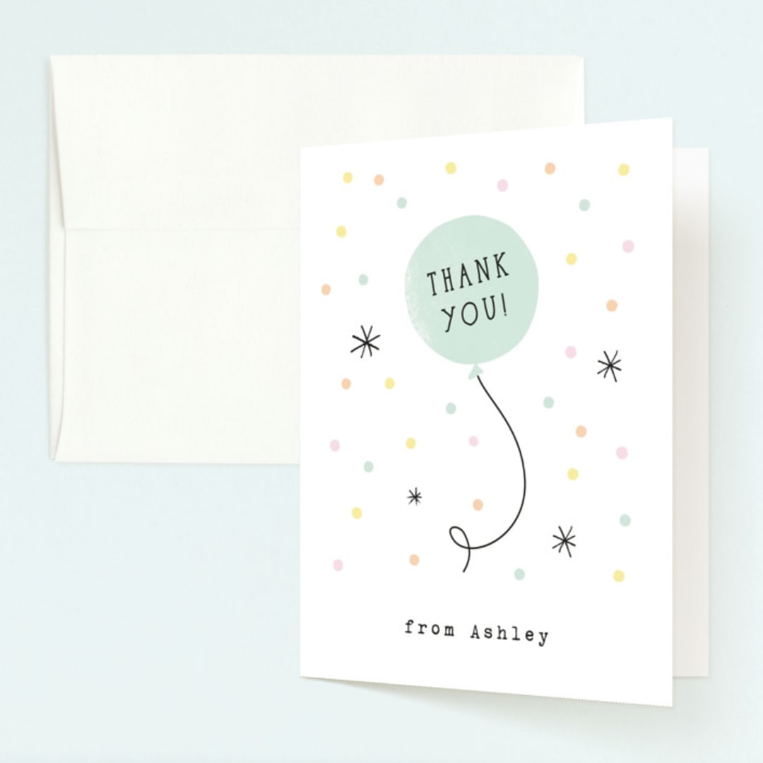 "Details details" - Children's Birthday Party Thank You Cards in Cotton Candy by Jennifer Wick - Front