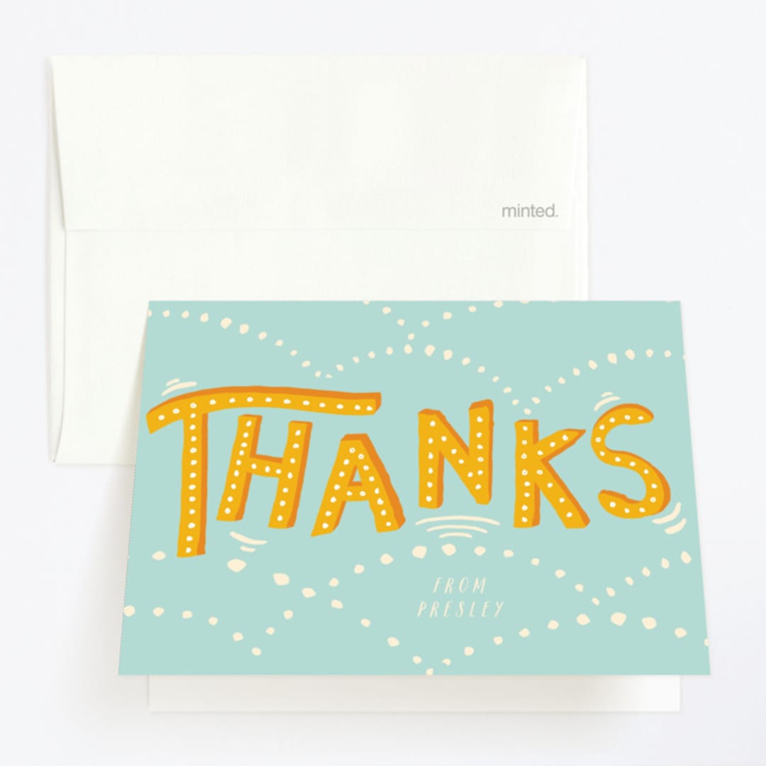 "Jump Bound & Leap" - Children's Birthday Party Thank You Cards in Sky by Shiny Penny Studio - Front