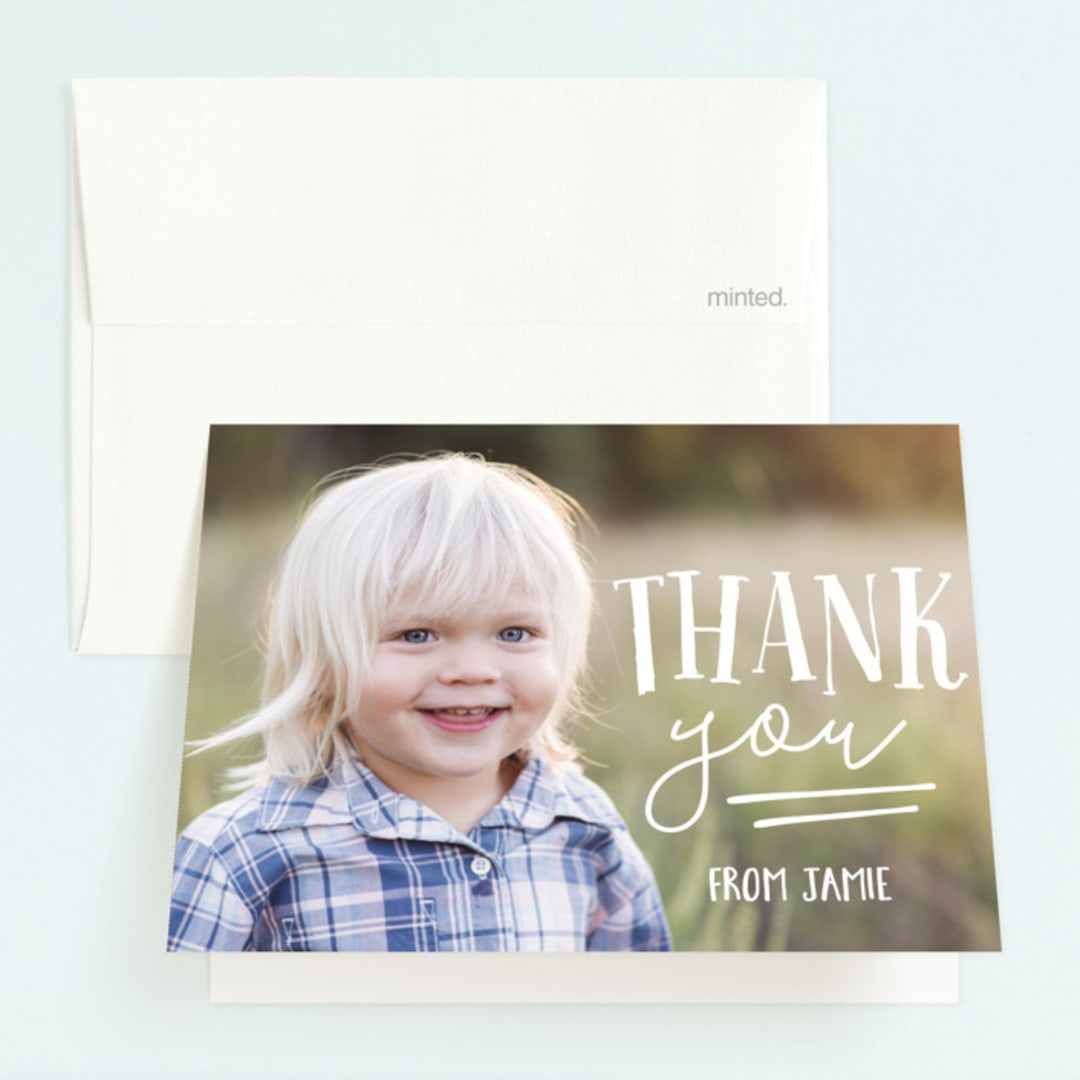 "Oink & Moo" - Children's Birthday Party Thank You Cards in Candy Apple by Jessie Steury - Front