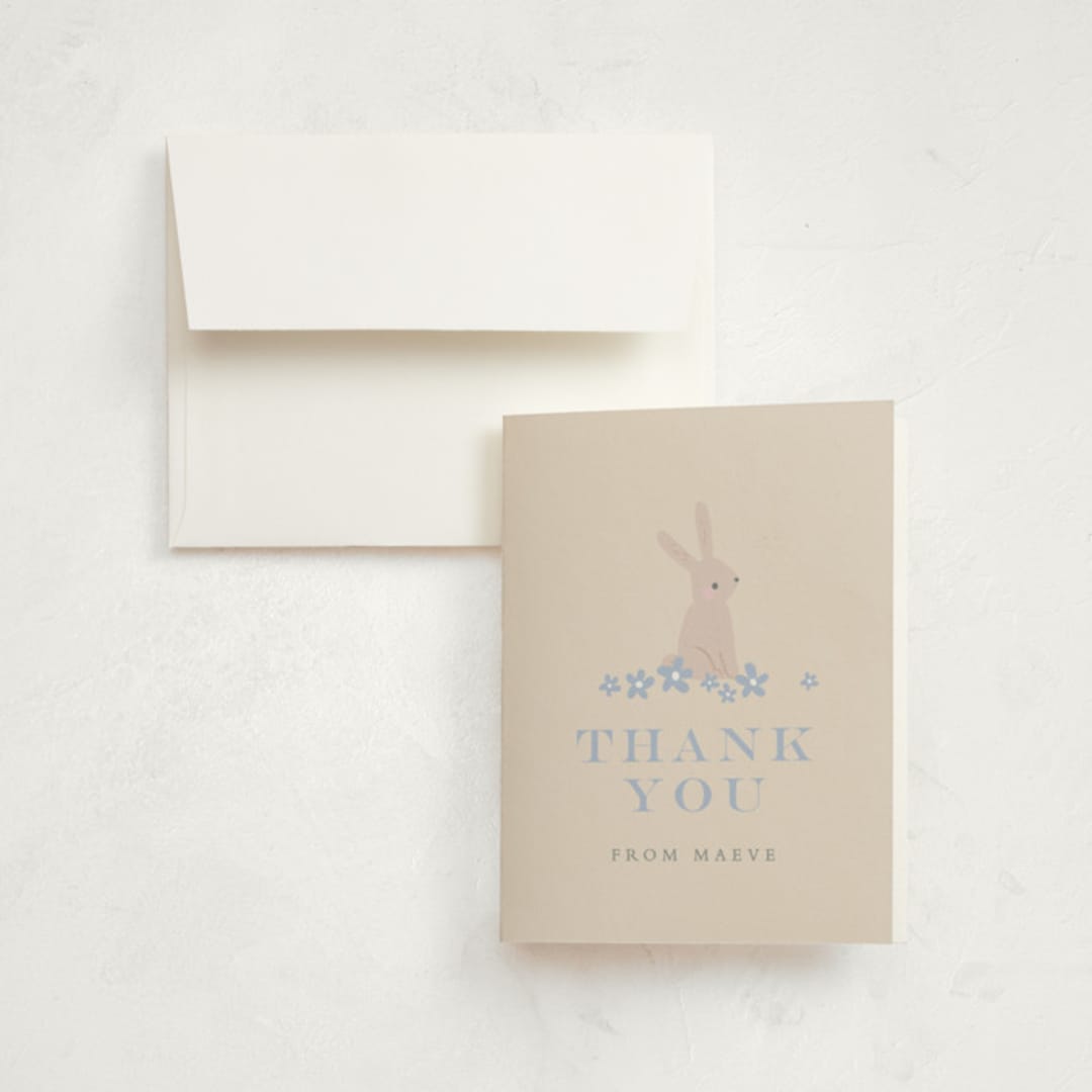 "Woodland Garden" - Children's Birthday Party Thank You Cards in Bluebell by Angela Thompson - Front