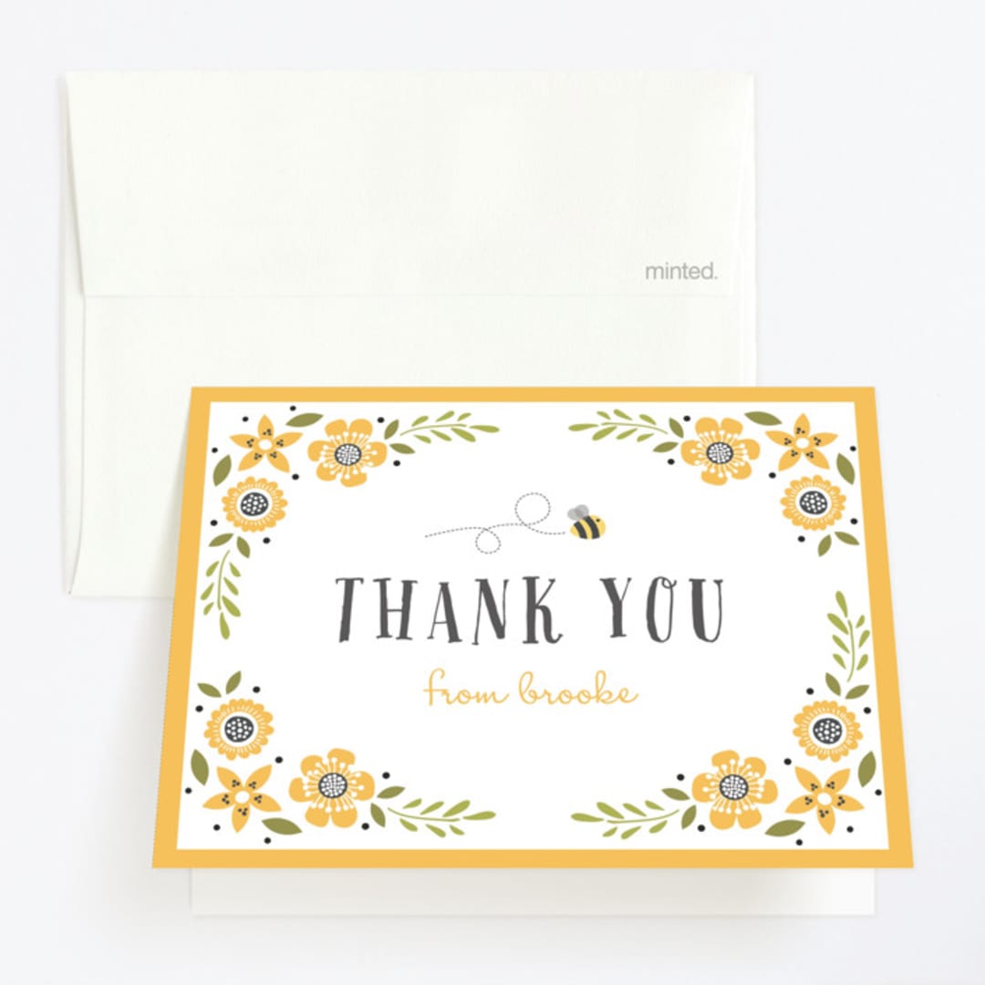 "Bee Day Party" - Children's Birthday Party Thank You Cards in Sunflower by Chasity Smith - Front