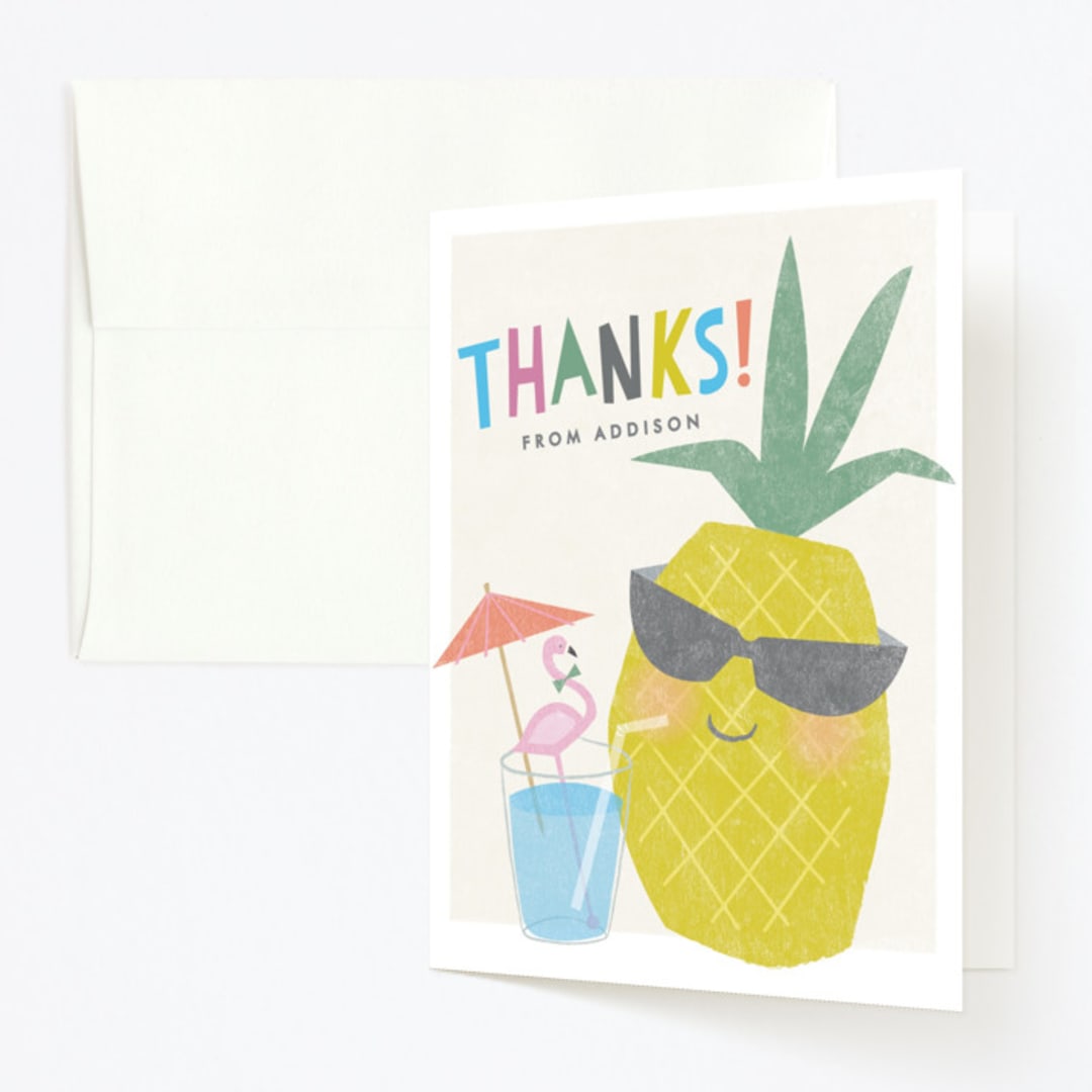 "Party like a pineapple" - Children's Birthday Party Thank You Cards in Blue Hawaiian by Karidy Walker - Front