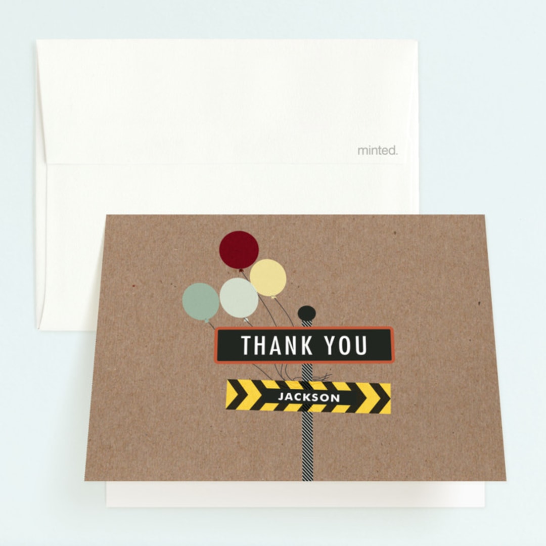 "Krafting a Party" - Children's Birthday Party Thank You Cards in Kraft by Rebecca Bowen - Front