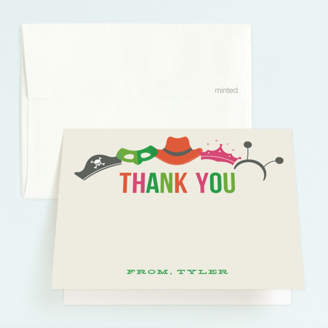 "Costume Party" - Children's Birthday Party Thank You Cards in Fun by Jill Means - Front
