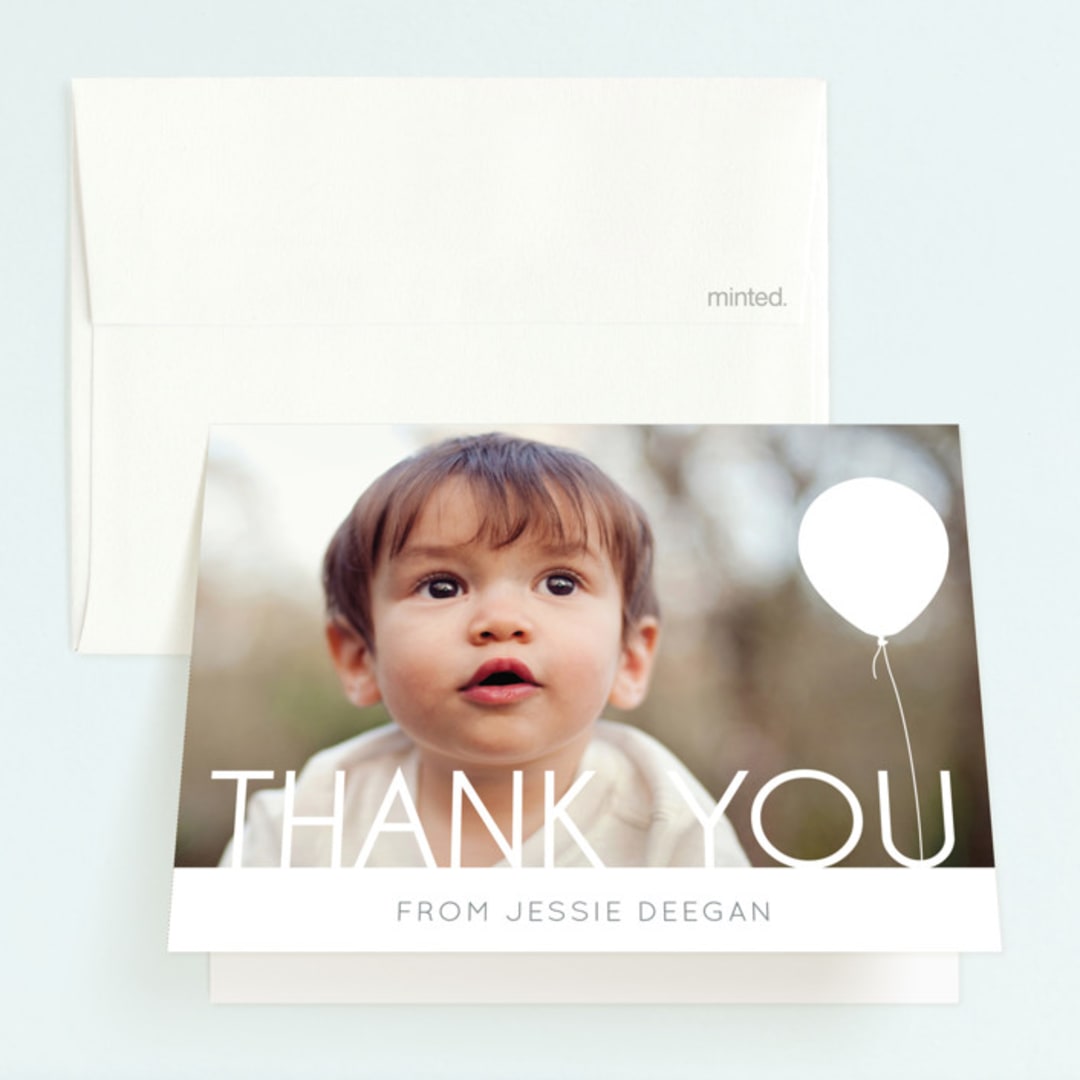 "balloon party" - Children's Birthday Party Thank You Cards in White by Erin Deegan - Front