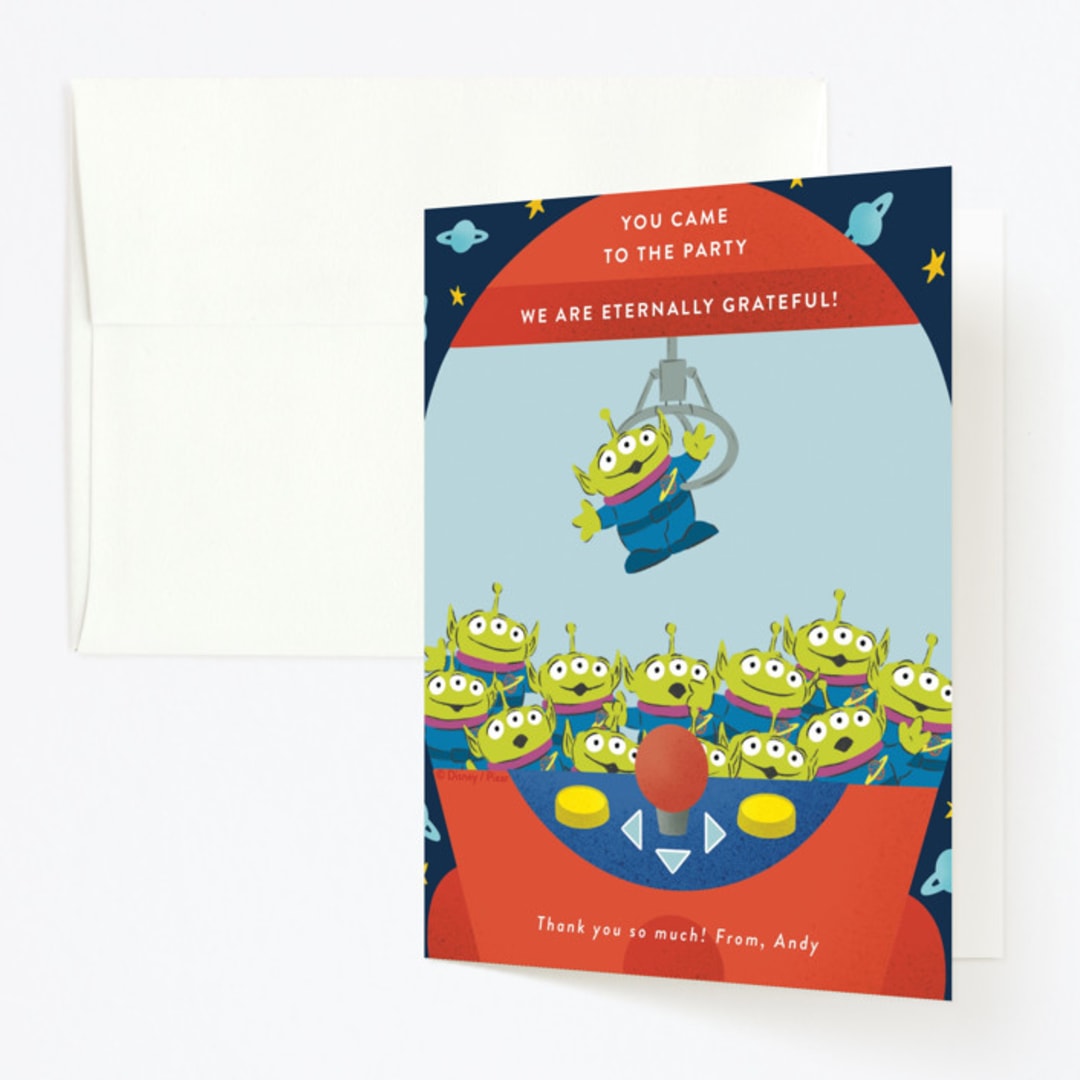 "Disney and Pixar's Toy Story Birthday Claw" - Children's Birthday Party Thank You Cards in Star Alliance by Jackie Crawford - Front