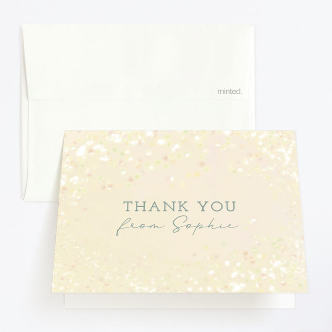 "Disney's Tinkerbell Fairy Dust" - Children's Birthday Party Thank You Cards in Pixie by Heather Cairl - Front