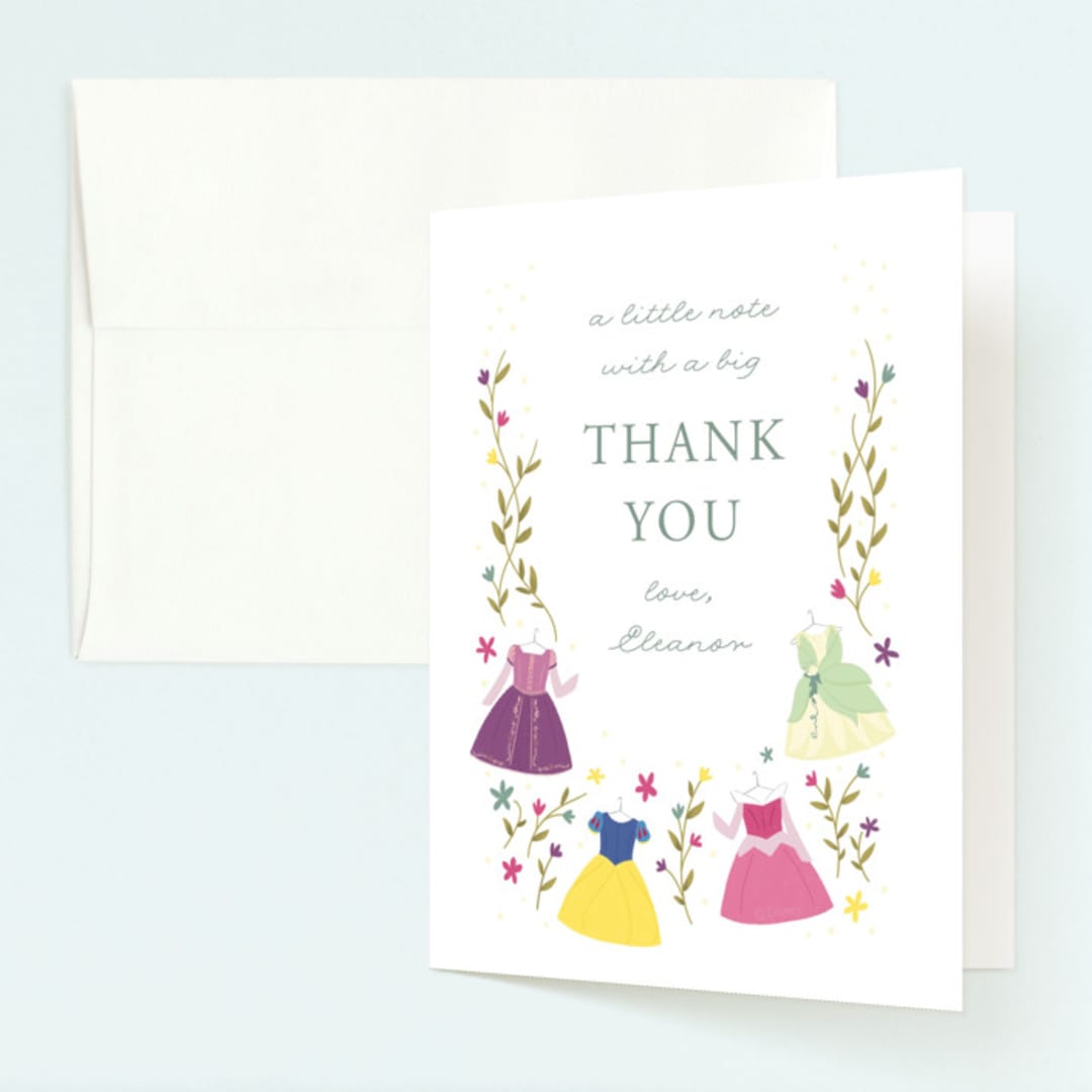 "Disney Princess Party" - Children's Birthday Party Thank You Cards in Silk by JeAnna Casper - Front