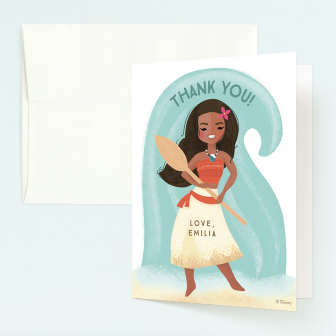 "Disney's Moana Make Way, Make Way" - Children's Birthday Party Thank You Cards in Shell by Itsy Belle Studio - Front