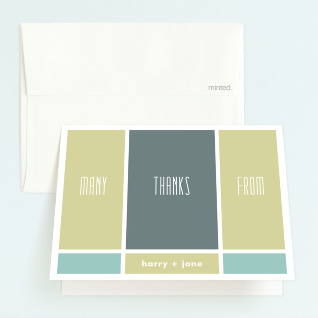 "Modern Blocks" - Children's Birthday Party Thank You Cards in Slate by Carol Fazio - Front