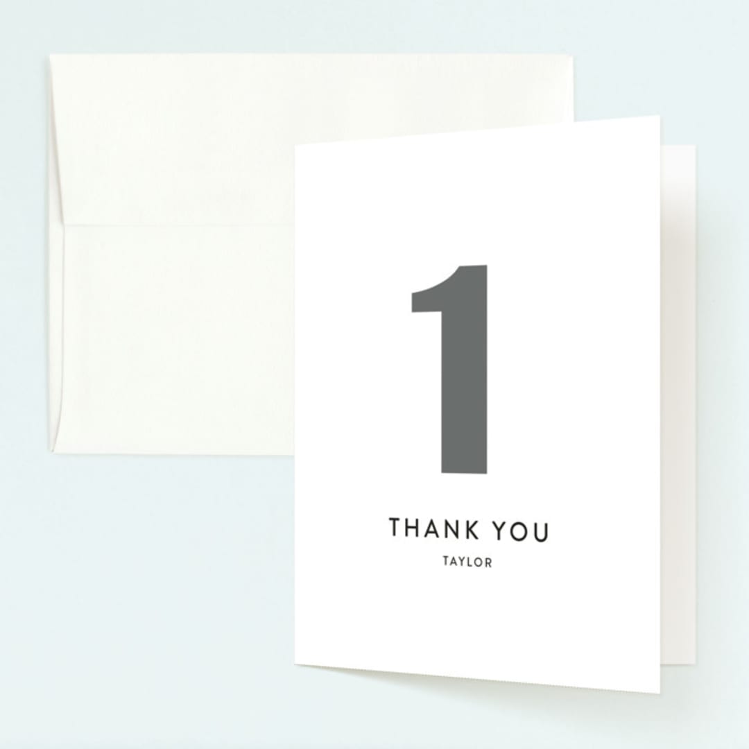 "My Age" - Children's Birthday Party Thank You Cards in White by Kim Dietrich Elam - Front