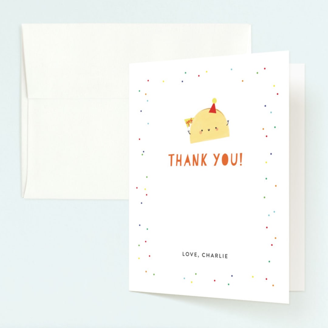 "1st Fiesta" - Children's Birthday Party Thank You Cards in Spicy by Itsy Belle Studio - Front