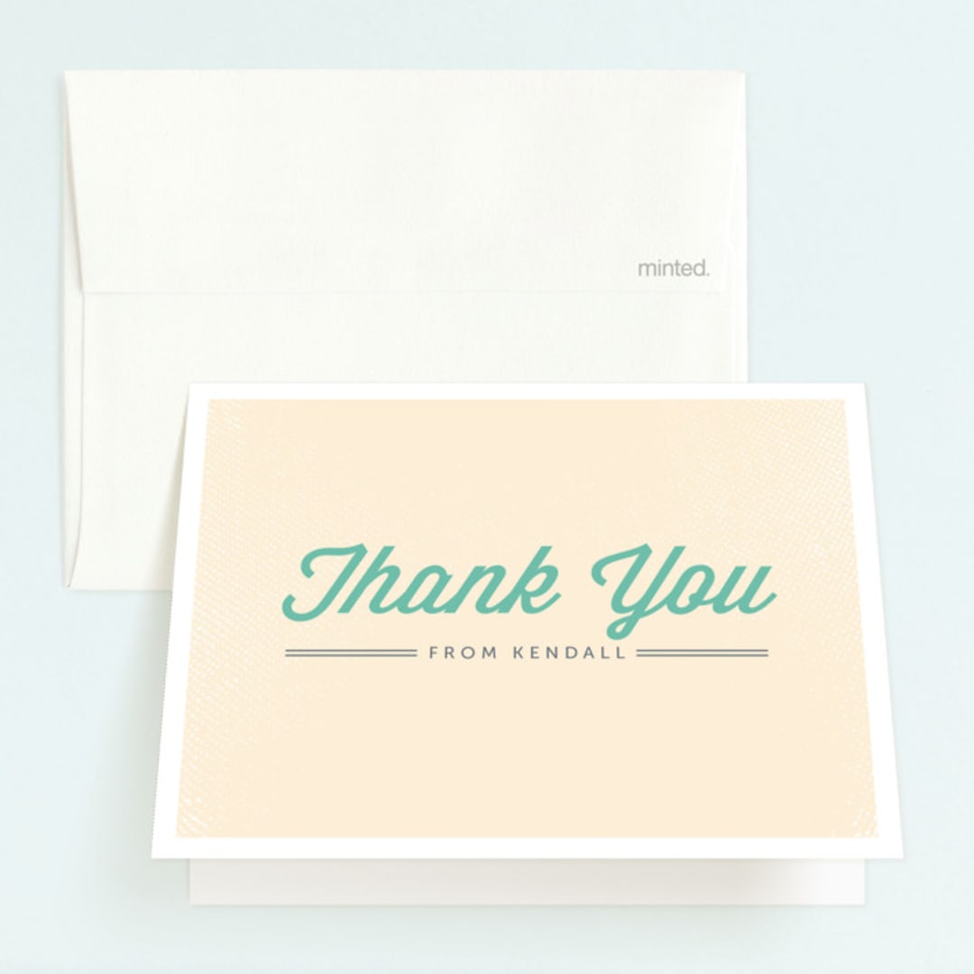 "Retro Skate" - Children's Birthday Party Thank You Cards in Teal by Lehan Veenker - Front