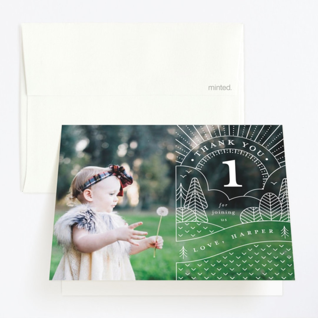 "at the park" - Children's Birthday Party Thank You Cards in Cloud by elena diaz - Front