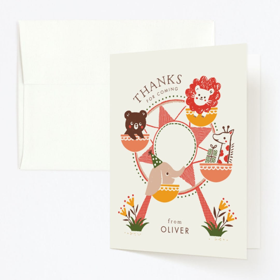 "little carnival" - Children's Birthday Party Thank You Cards in Apple by Vivian Yiwing - Front