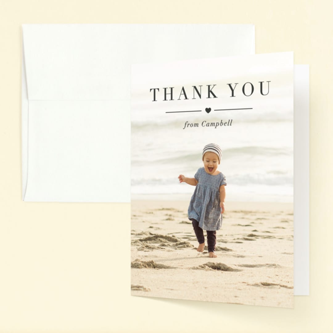 "Lovely" - Children's Birthday Party Thank You Cards in Pebble by Kasia Labocki - Front