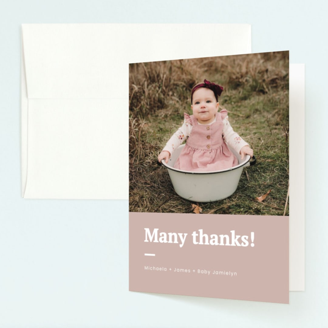 "Made it" - Children's Birthday Party Thank You Cards in Blush by Adelyn T. - Front