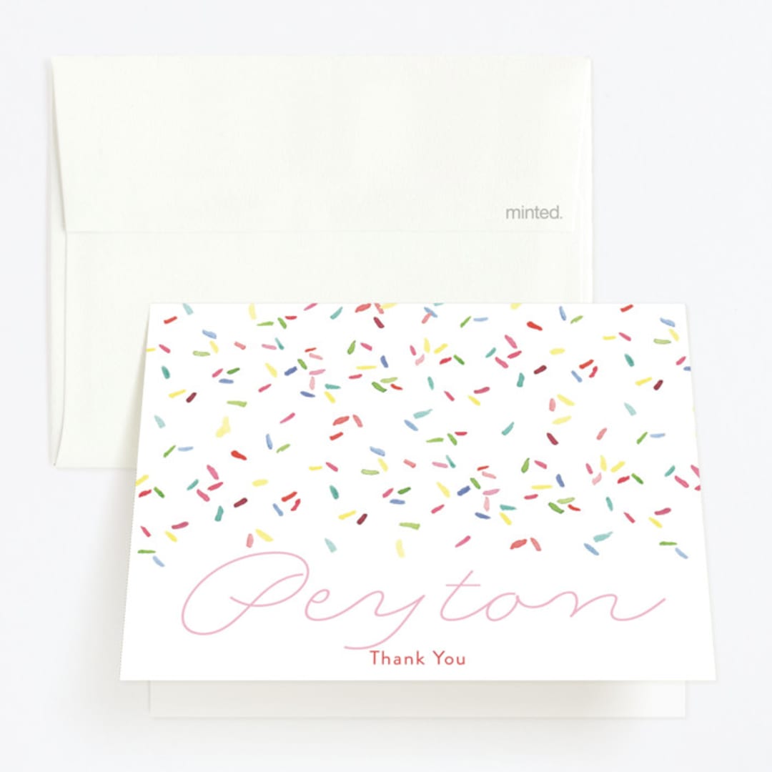 "Sprinkle Me One" - Children's Birthday Party Thank You Cards in Candy by Lagniappe Paper - Front
