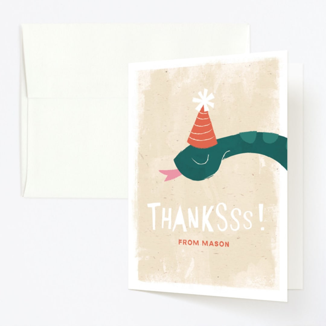 "sssomeone's birthday" - Children's Birthday Party Thank You Cards in Teal by Kiersten Garner - Front