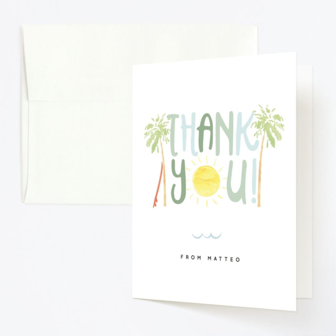 "Sun Sand and Surf" - Children's Birthday Party Thank You Cards in Oceanside by Maggie Maeve - Front
