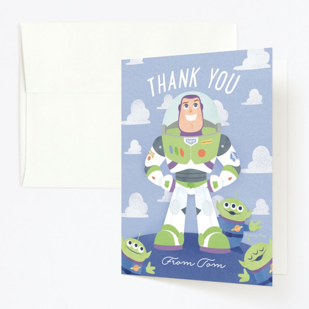 "Disney and Pixar's Lightyear" - Children's Birthday Party Thank You Cards in Bluebell by Sabrin Deirani - Front