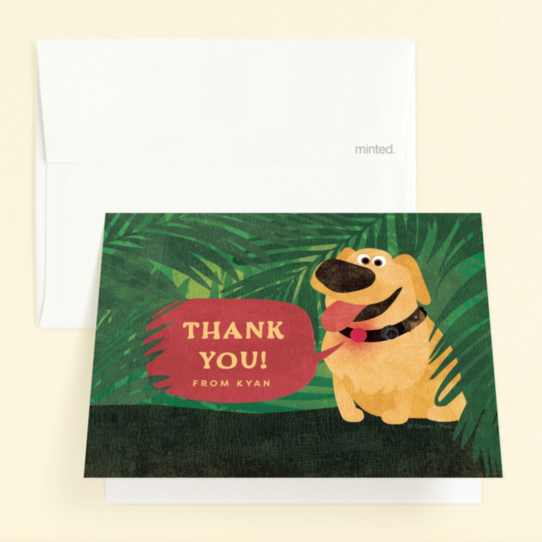 "Disney and Pixar's Up Wilderness Adventure" - Children's Birthday Party Thank You Cards in Paradise by Kamala Nahas - Front
