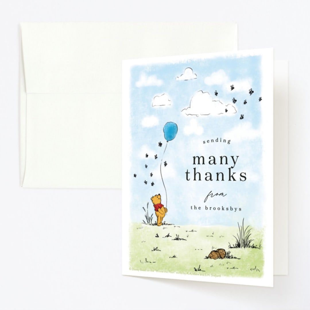 "Disney's Winnie the Pooh Many Birthday Adventures" - Children's Birthday Party Thank You Cards in Hundred Acre Wood by Erin L. Wilson - Front