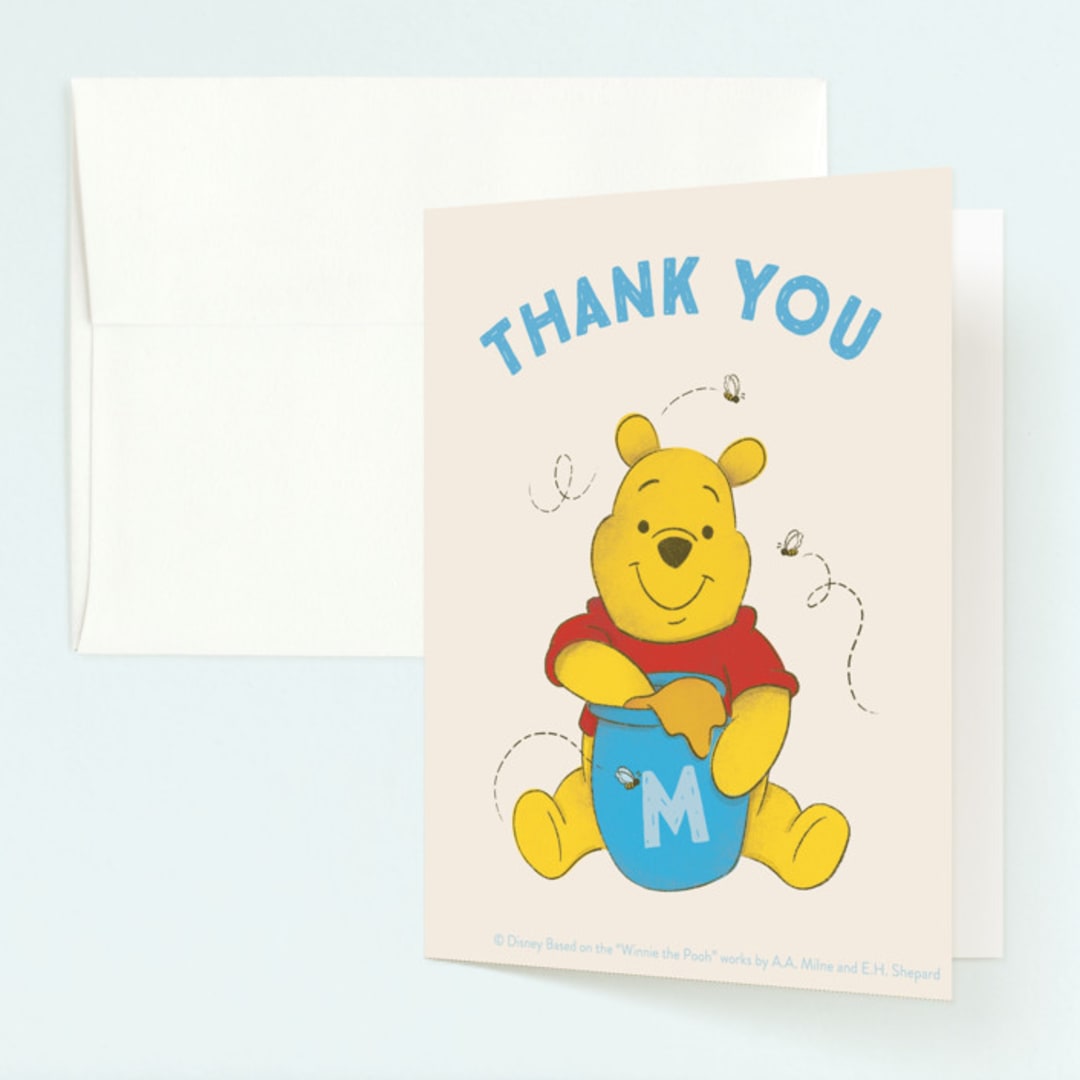 "Disney's Pooh Birthday" - Children's Birthday Party Thank You Cards in Cornflower by Snow and Ivy - Front