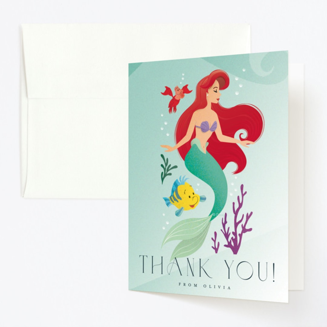 "Disney's Little Mermaid Sea Adventures" - Children's Birthday Party Thank You Cards in Ocean by Ana de Sousa - Front