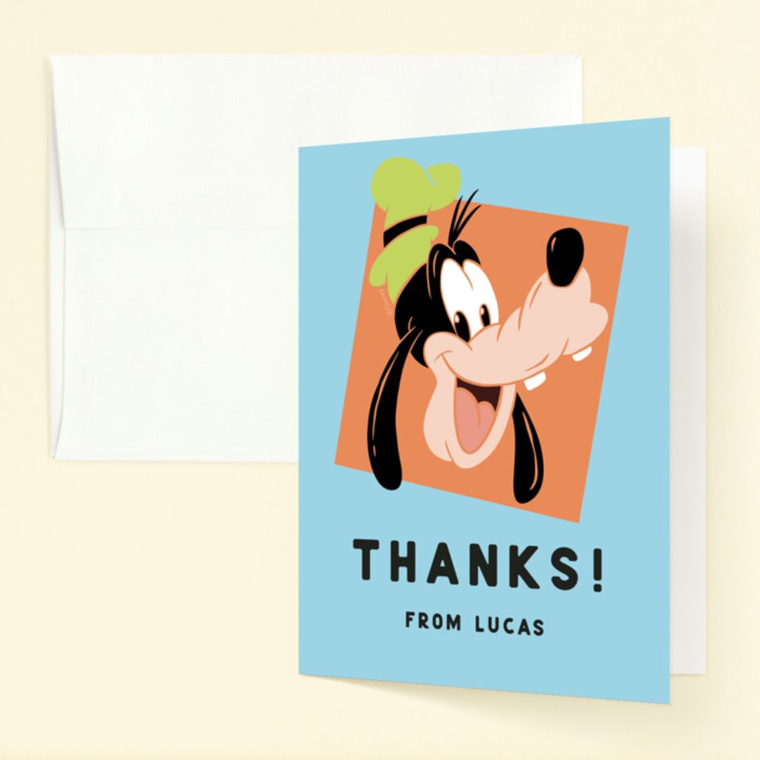 "Disney's Goofy Birthday" - Children's Birthday Party Thank You Cards in Gumdrop by Kristen Knechtel - Front