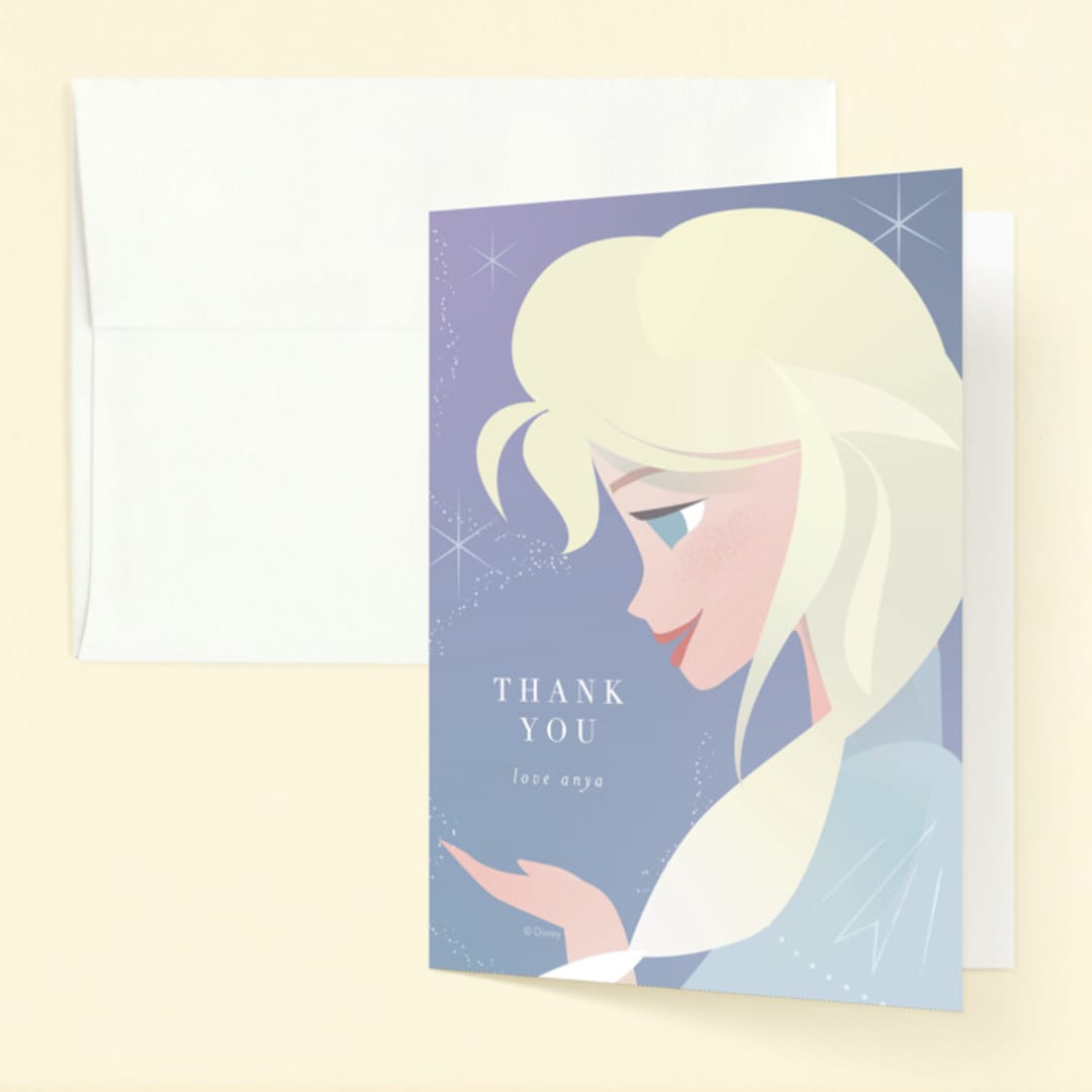 "Disney's Elsa the Snow Queen" - Children's Birthday Party Thank You Cards in Frost by Lori Wemple - Front