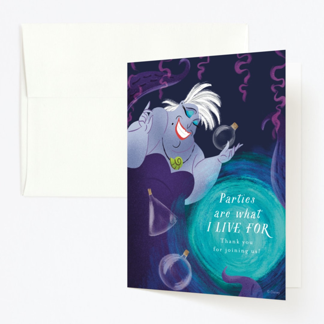 "Disney's Ursula Magic Spell" - Children's Birthday Party Thank You Cards in Caspian Sea by Jackie Crawford - Front