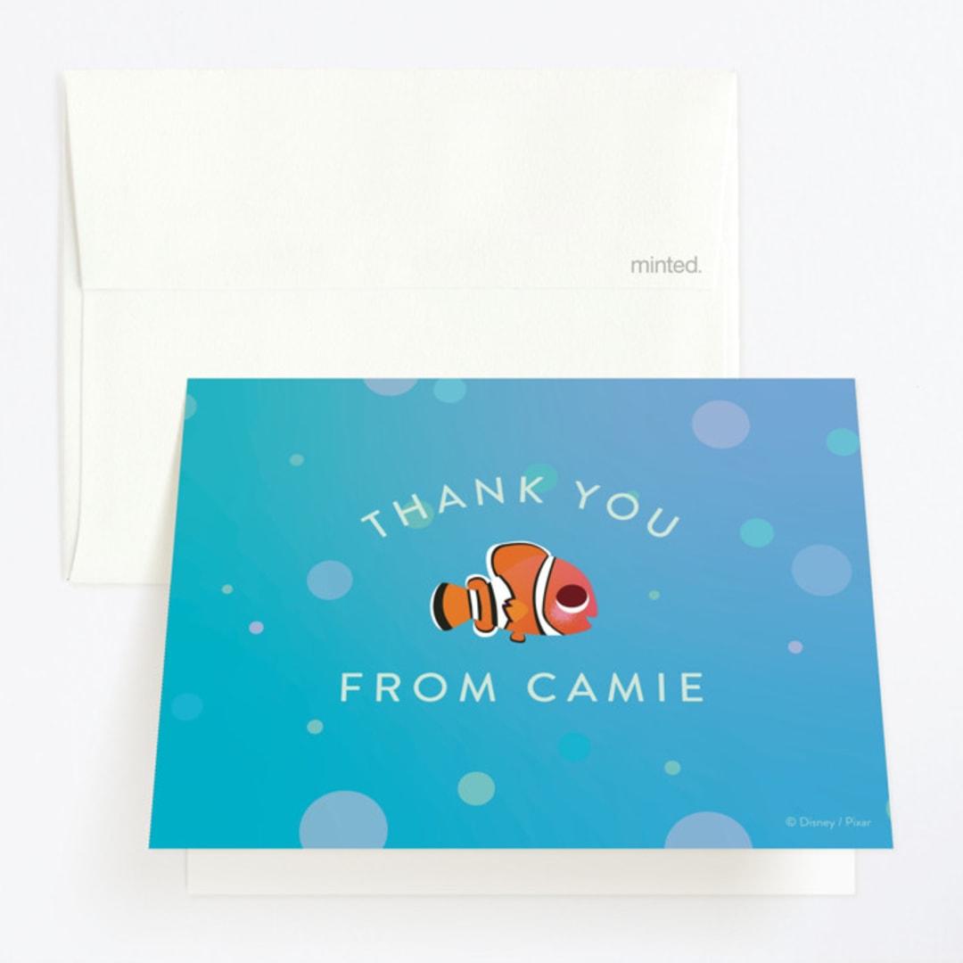 "Disney and Pixar's Nemo and Dory" - Children's Birthday Party Thank You Cards in Sea by Lori Wemple - Front