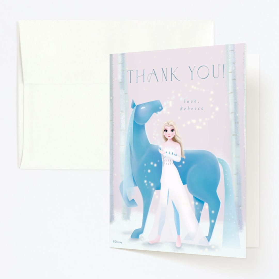 "Disney's Elsa and Nokk Magical Forest" - Children's Birthday Party Thank You Cards in Dawn by Kim Thoa - Front
