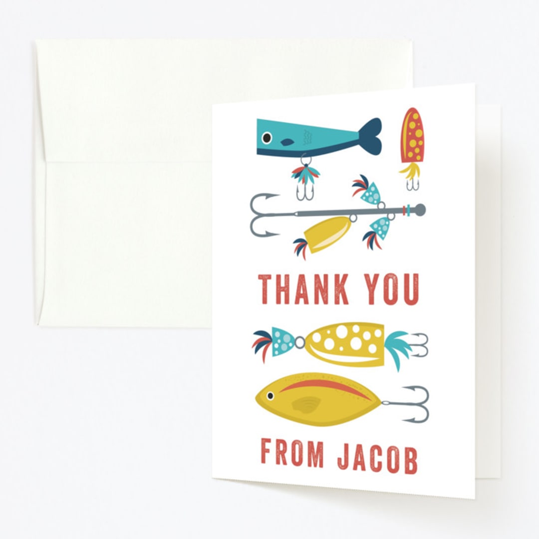 "Gone Fishin'" - Children's Birthday Party Thank You Cards in Ocean by Bethany Anderson - Front
